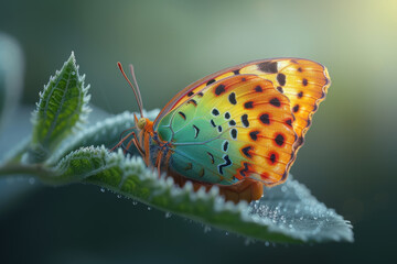 A colorless cocoon giving way to the emergence of a brilliantly colored butterfly, embodying the beauty of transformation in nature. Concept of metamorphic beauty. Generative Ai.