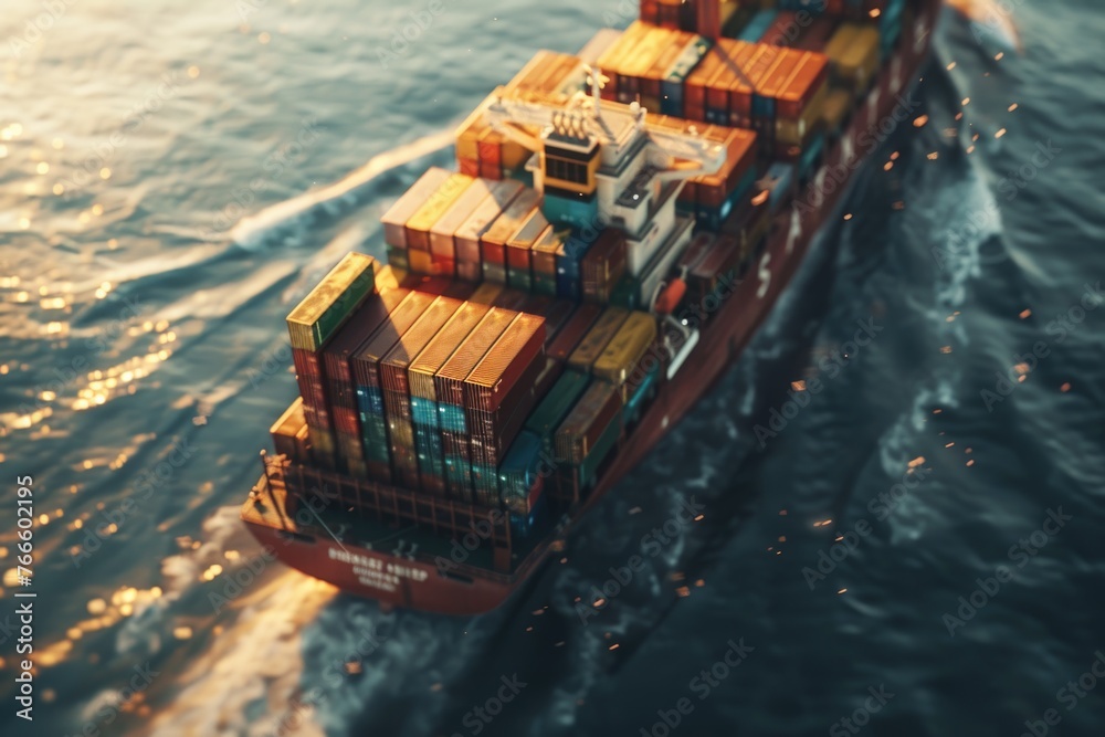 Aufkleber a large container ship sailing in the ocean. suitable for transportation and shipping concepts