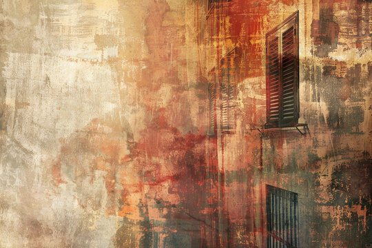An abstract background that reflects the charm and elegance of Italy. The image features a mix of warm colors and rustic textures