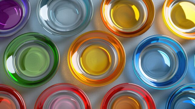 A variety of colorful cups in a close-up shot. Ideal for beverage concepts