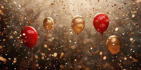 Colorful balloons floating in the air, perfect for celebrations and events - obrazy, fototapety, plakaty