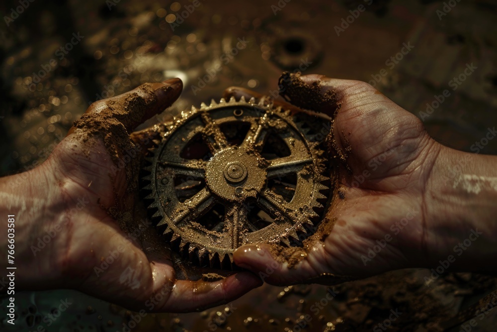Poster a person holding a clock, suitable for time management concepts