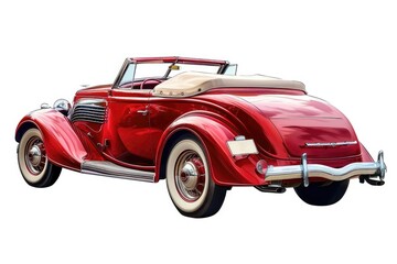 Vintage red car with convertible tan top