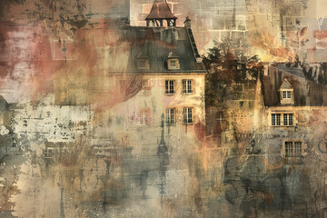 An abstract background that reflects the charm and elegance of French style. The image features a mix of warm colors and rustic textures
