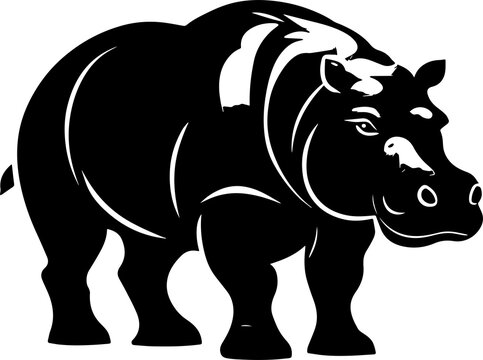 recommend clip art: Hippo Silhouette icon isolated on white background