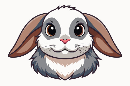 Cute holland lop bunny face front view abstract vector illustration