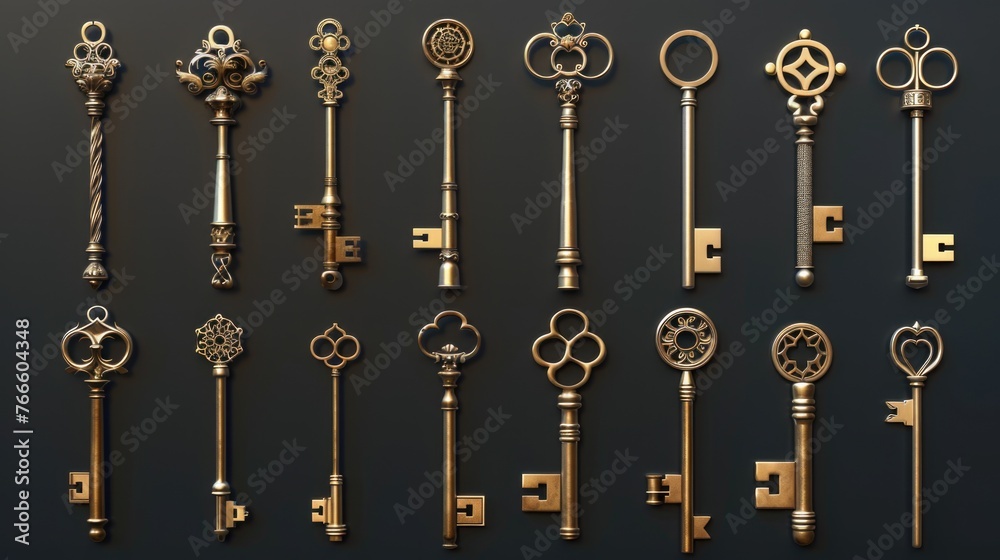 Aufkleber Bunch of keys on a table, suitable for various concepts