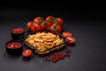 Delicious crispy golden fries with salt and spices