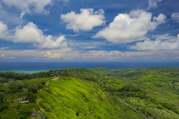 Fototapeta na wymiar Aerial HDR view of Mont Limon (Mount Limon) located in Rodrigues island 