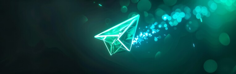 Fototapeta premium Illuminated Paper Airplane in Darkness