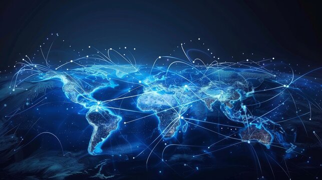 Airline route map with international destinations