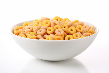 cereals in a bowl on isolated white background