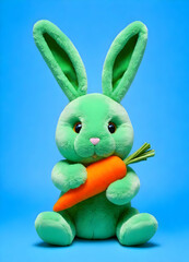 Plush bunny rabbit isolated on the blue background 