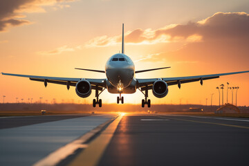 Fototapeta na wymiar airplane taking off from an airport runway
