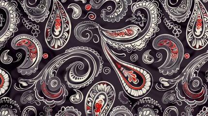 Paisley pattern with detailed, curving shapes