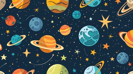 Space theme pattern with planets and stars