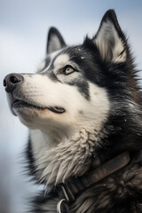 Obraz premium portrait of a siberian husky dog on the snow
