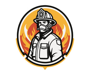 Firefighter logo vector isolated against white background 