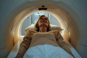 Patient undergoing an MRI scan - obrazy, fototapety, plakaty