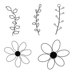 Vector Graphics of Branches and Flowers for Creative Designs