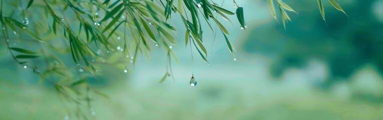 Blurry Tree With Water Drops - obrazy, fototapety, plakaty