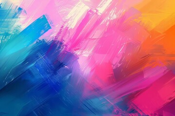 Abstract brushed painted background, expressive brush strokes, vibrant colors, 2D illustration - obrazy, fototapety, plakaty