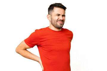 Young handsome caucasian man over isolated chroma key background suffering from backache for having made an effort