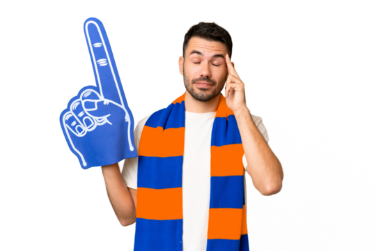 Young caucasian sports fan man over isolated chroma key background with headache - Powered by Adobe