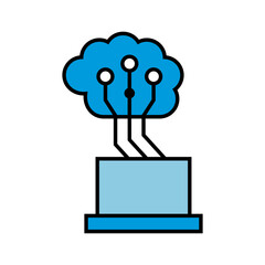 Cloud computing vector illustration. Artificial Intelligence concept icon.
