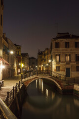 Night view of canal in Venice