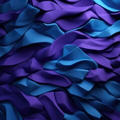 Abstract blue and purple paper waves texture background. Generative AI.