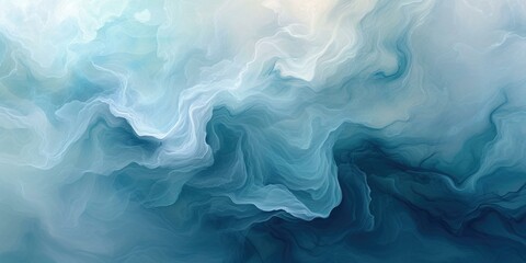 Blue and white abstract fluid art painting. Generative AI. - obrazy, fototapety, plakaty