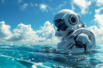 Fotobehang Marine Exploration Robot Navigating Ocean Waters, Advanced Aquatic Technology © Serge's AI Art