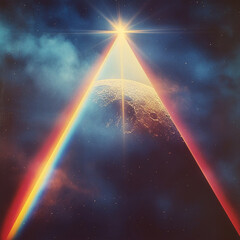 light pyramid on the moon - obrazy, fototapety, plakaty