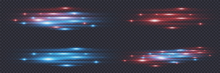 
The magic of high-speed lines. Line of glowing neon lights. Particle movement effect. Glowing stripes on a transparent background.