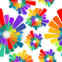 Rainbow flowers seamless pattern. Vector illustration