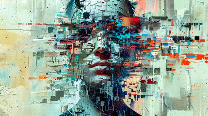 Abstract digital portrait of a woman - obrazy, fototapety, plakaty
