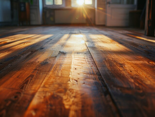 Warm Sunlight on Polished Wooden Floor