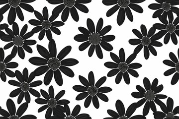 Timeless daisy silhouette pattern: a seamless and minimalist design featuring delicate daisy silhouettes, perfect for versatile and elegant surface decor.