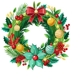 christmas wreath isolated on white background. png. New year.