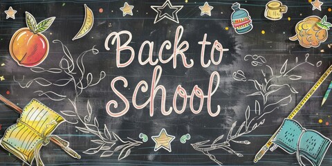 Nostalgic Retro Back to School Chalkboard Banner