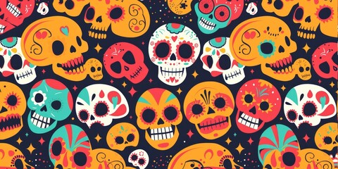 Seamless pattern Skull Emoji Adding Personality to Iconic Symbol