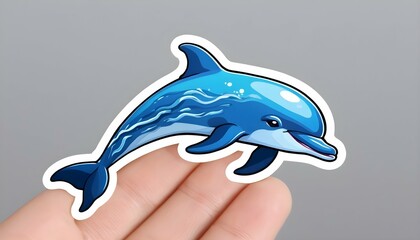 A Playful Dolphin With Waves Sticker Playful An