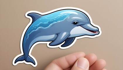 A Playful Dolphin With Waves Sticker Playful An Upscaled 4