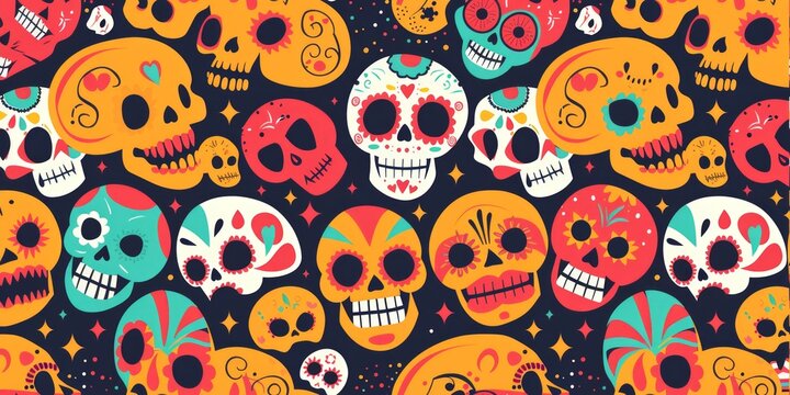 Seamless pattern Skull Emoji Adding Personality to Iconic Symbol