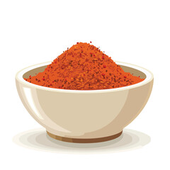 Chili spice powder in a bowl. VEctor illustration f