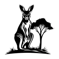 Forester kangaroo, black vector isolated against white background 