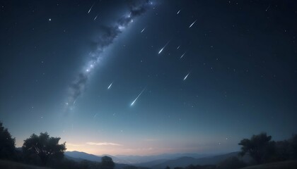 Dreamy Celestial Night Sky With A Meteor Shower A Upscaled 2