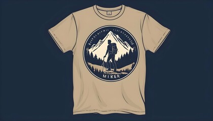 Hiker Vintage T Shirt Design Graphic Dark Blue A Upscaled 7