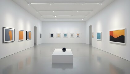 Minimalist Modern Art Gallery With Clean White Wa